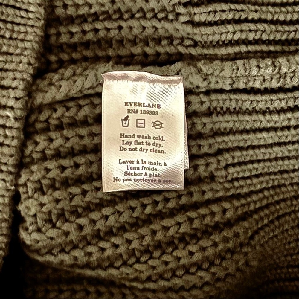 EVERLANE The Texture Cotton Cardigan Sweater Raglan Kambaba Green Knitwear Small - Picture 15 of 16